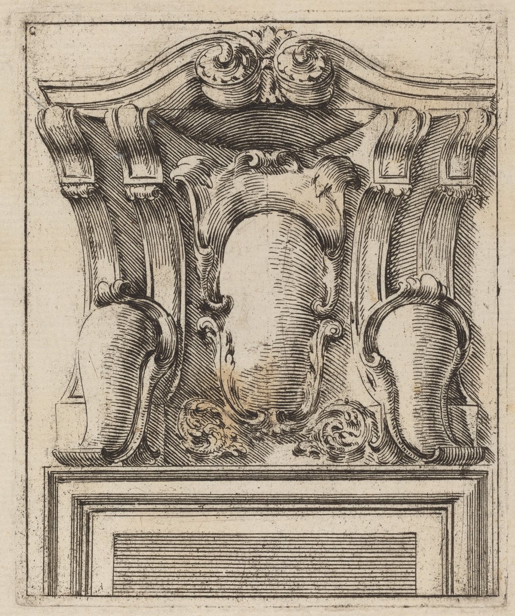 Architektonisches Motiv mit drei Schilden von Carlo Antonio Buffagnotti