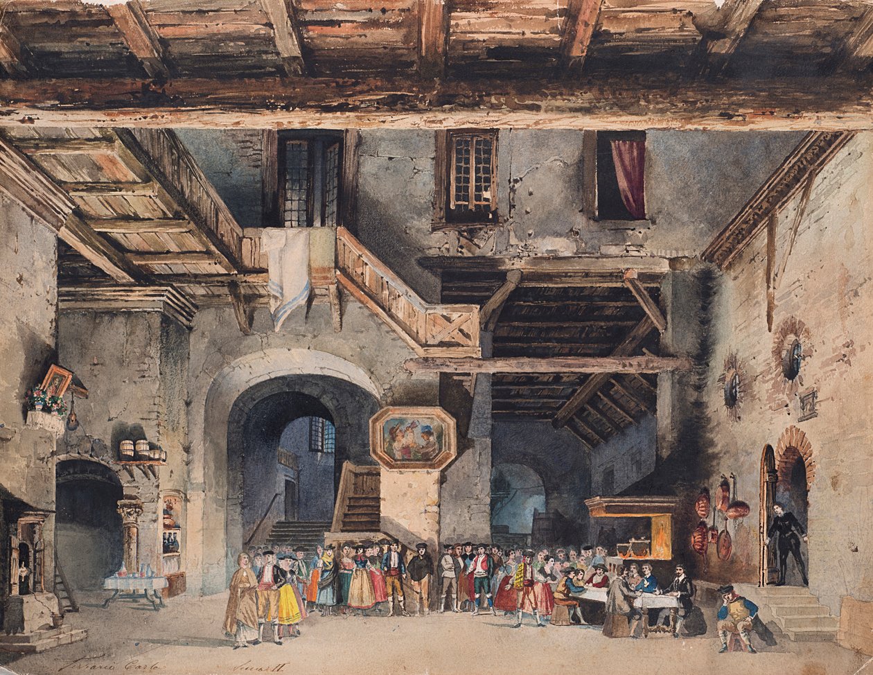 Bühnenbild für die Oper La forza del destino von Giuseppe Verdi von Carlo Ferrario