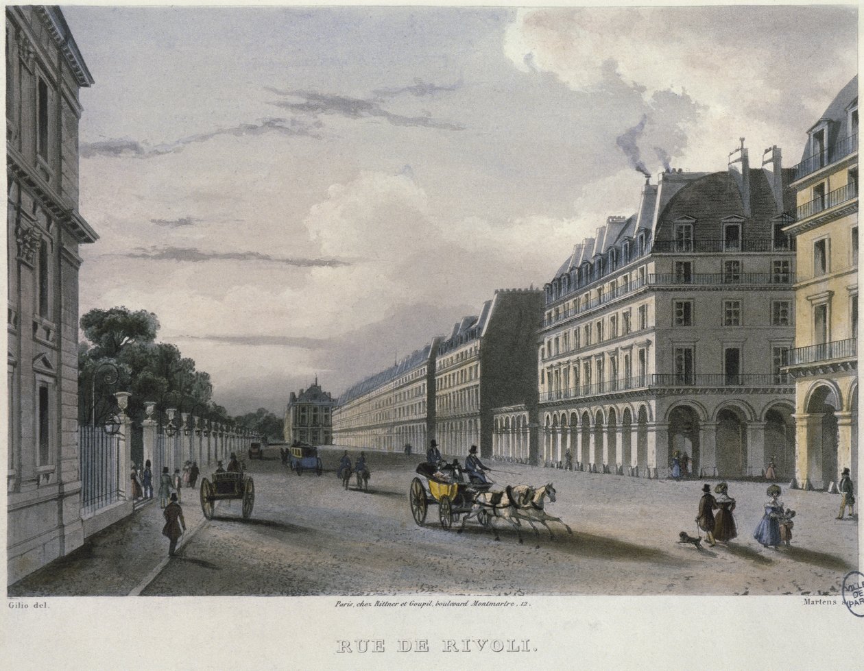 Die Rue de Rivoli, graviert von Frederic Martens (1809-75) 1832 von Carlo Gilio