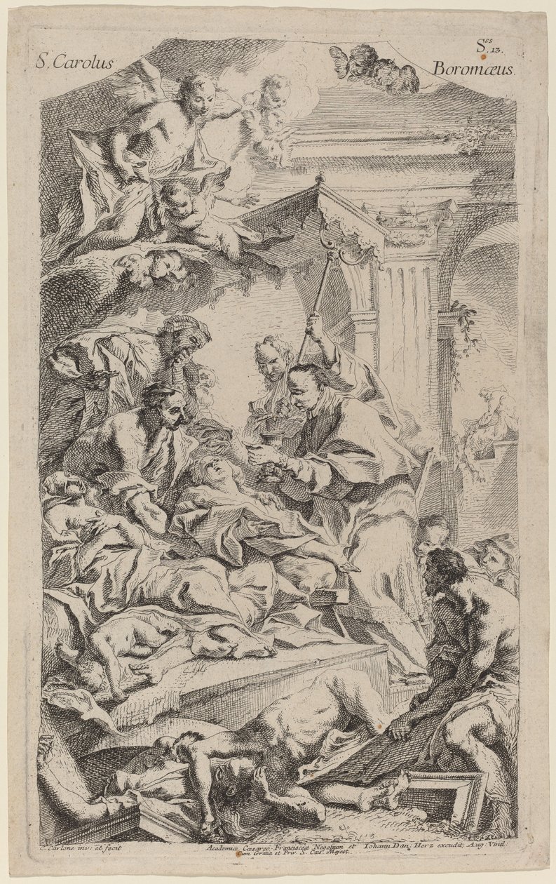 San Carlo Borromeo gibt den Opfern der Pest die letzte Kommunion von Carlo Innocenzo Carlone