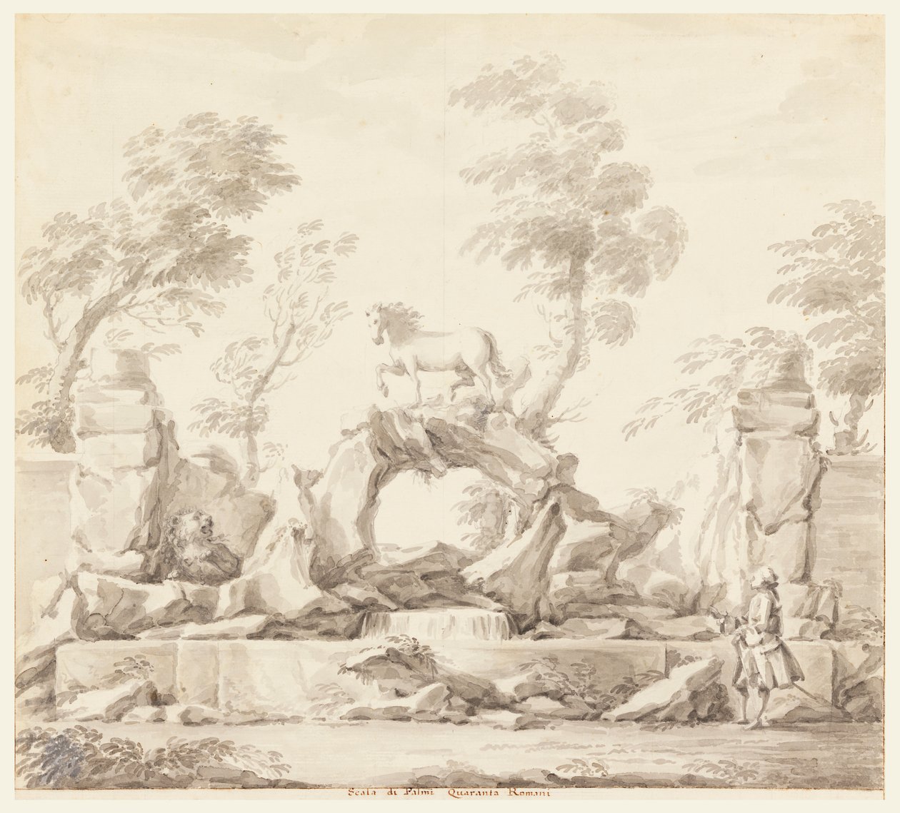 Entwurf für einen Brunnen mit Pegasus, für die Villa Albani, Rom von Carlo Marchionni