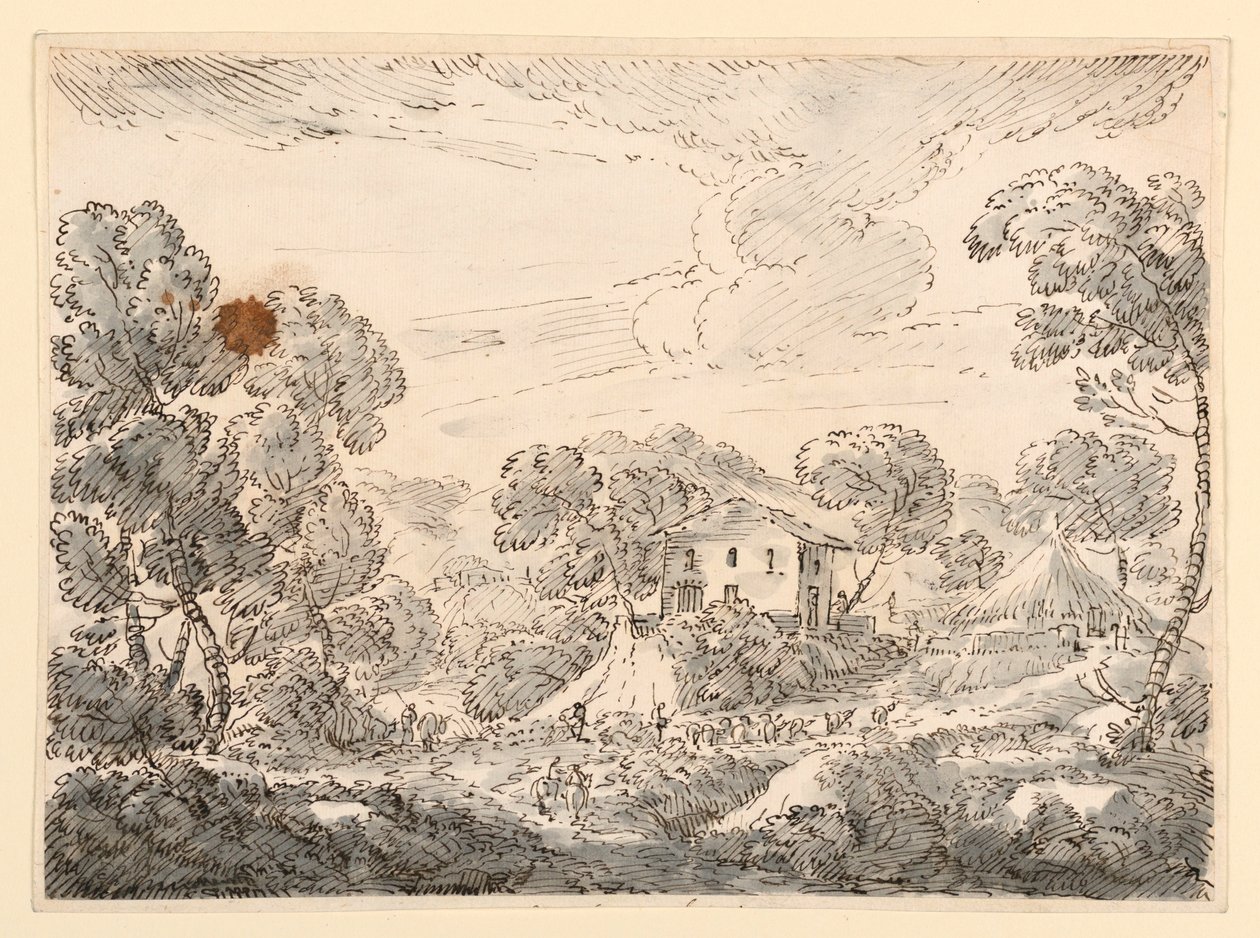 Zeichnung, Eine Bauernwohnung in waldreicher Gegend, 1750–1770 von Carlo Marchionni