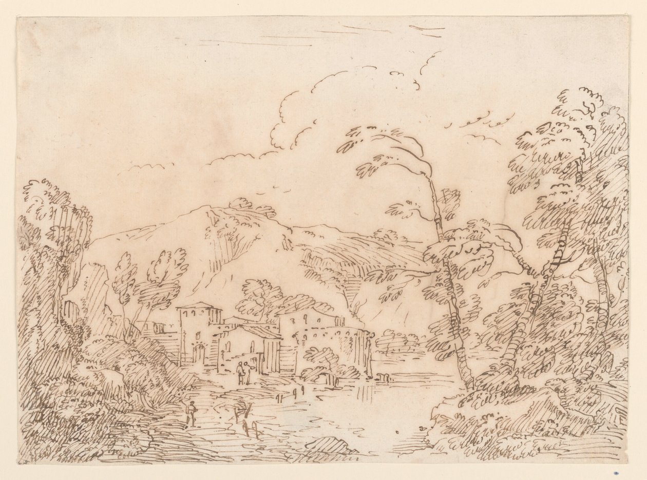 Dorf an einem Bach in bergigem Land von Carlo Marchionni