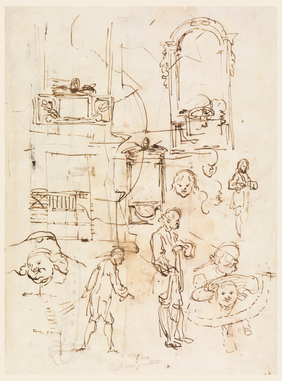 Architektonische und figürliche Skizzen von Carlo Marchionni