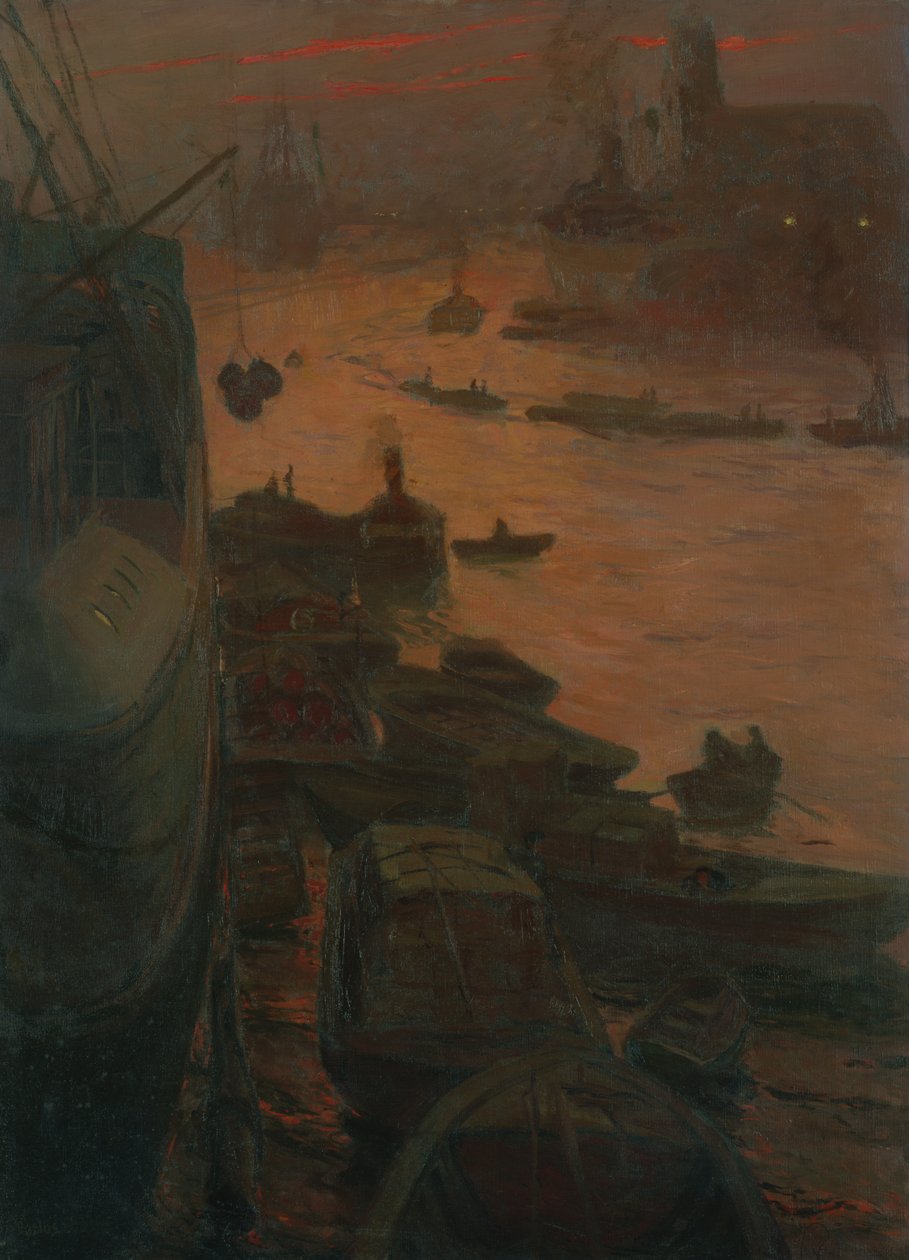 Hamburger Hafen am Kaiserkai, 1911 von Carlos Grethe