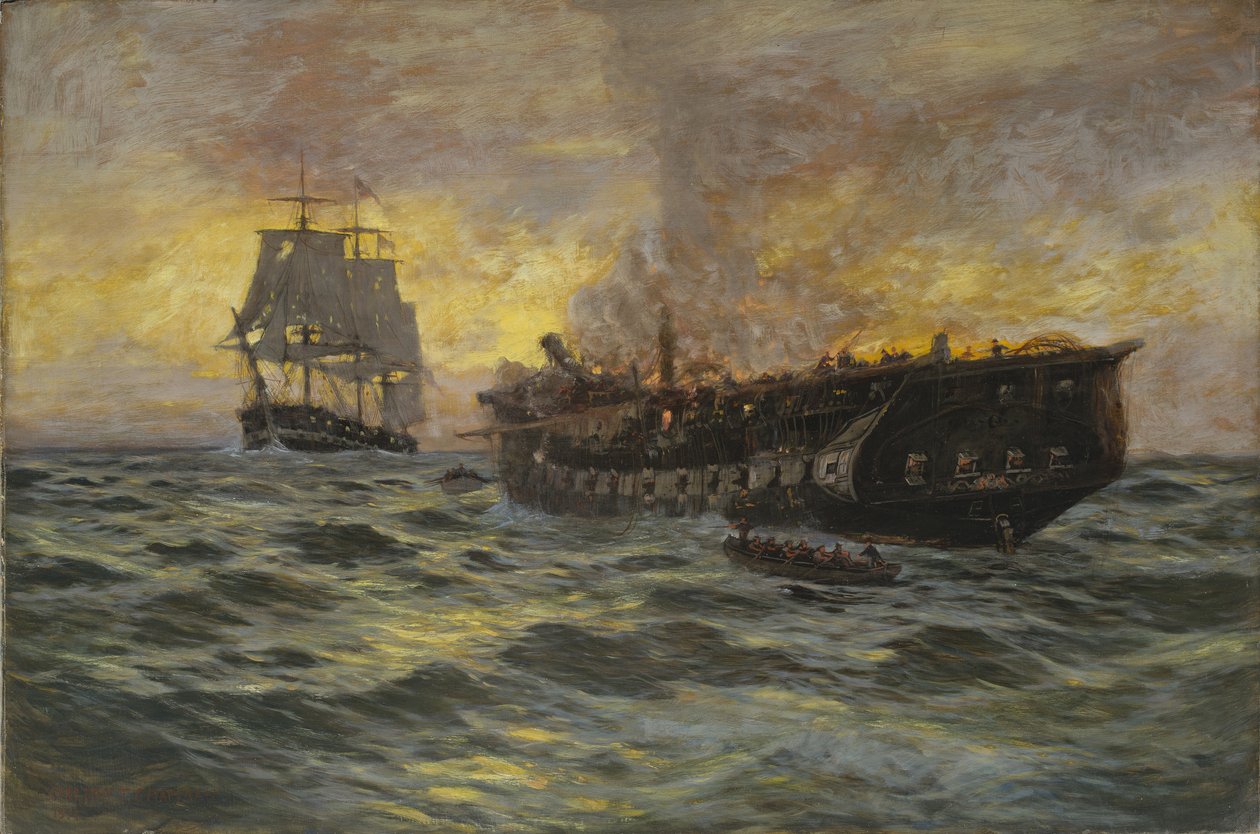 Gefechte zwischen der US-Fregatte Constitution und der H.M.S. Java, 1897 von Carlton Theodore Chapman