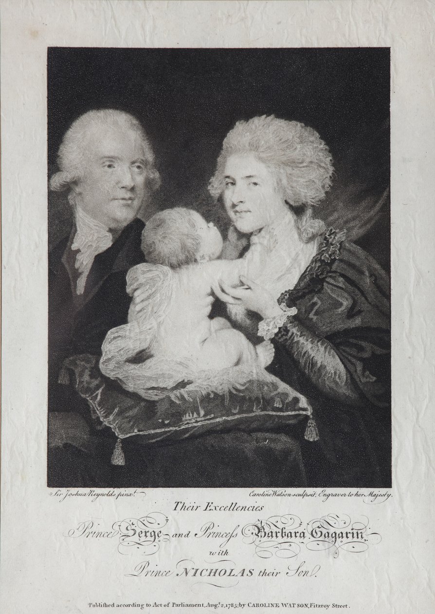 Porträt von Graf Sergei Sergejewitsch Gagarin 1745-1798 und Gräfin Warwara Nikolajewna Gagarina von Caroline Watson