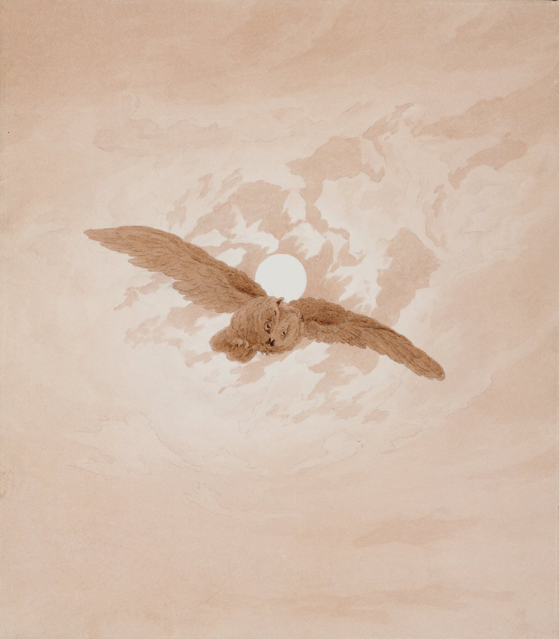 Eule fliegt gegen einen mondbeschienenen Himmel von Caspar David Friedrich