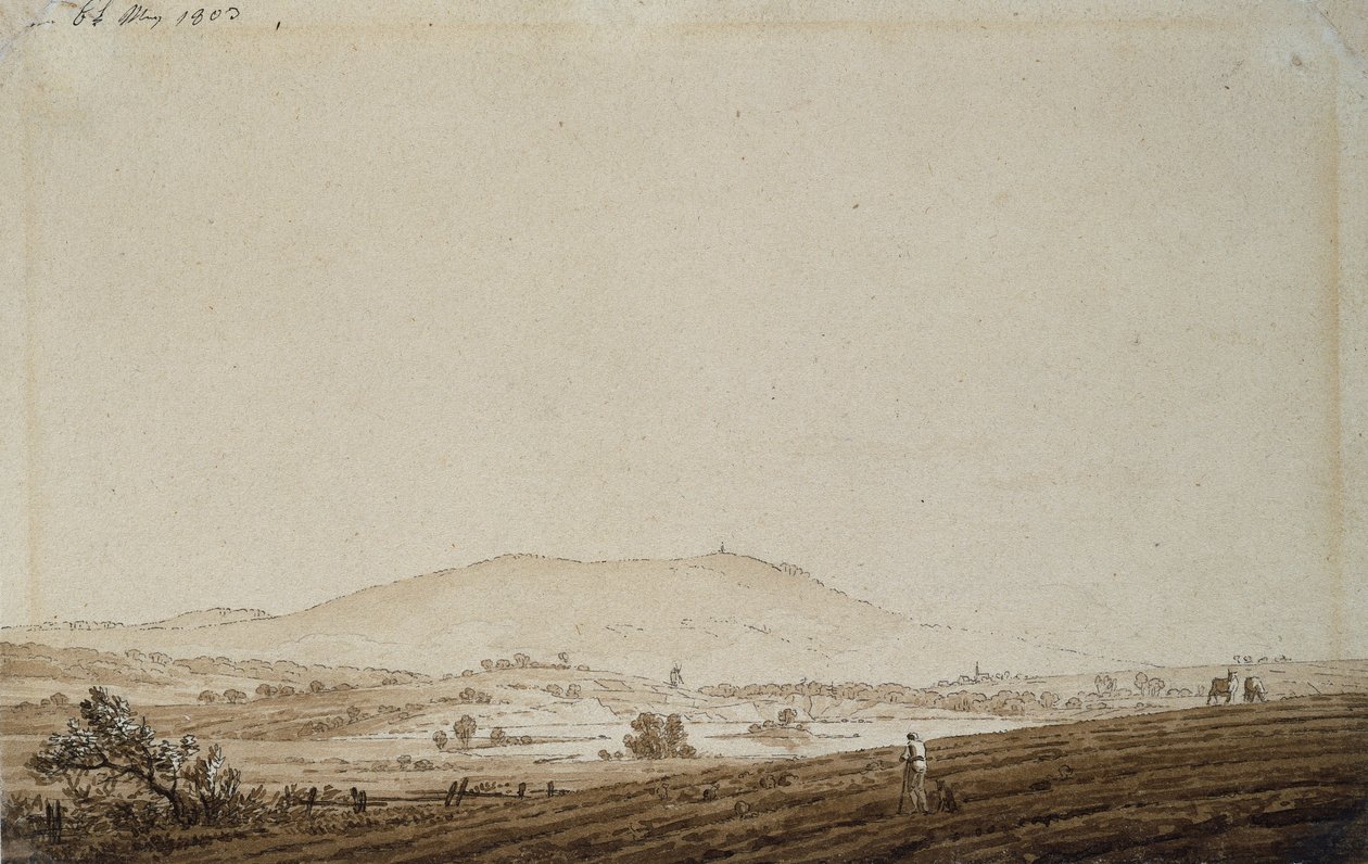 Landschaft in Böhmen mit Blick auf den Jeschken, 1803 von Caspar David Friedrich