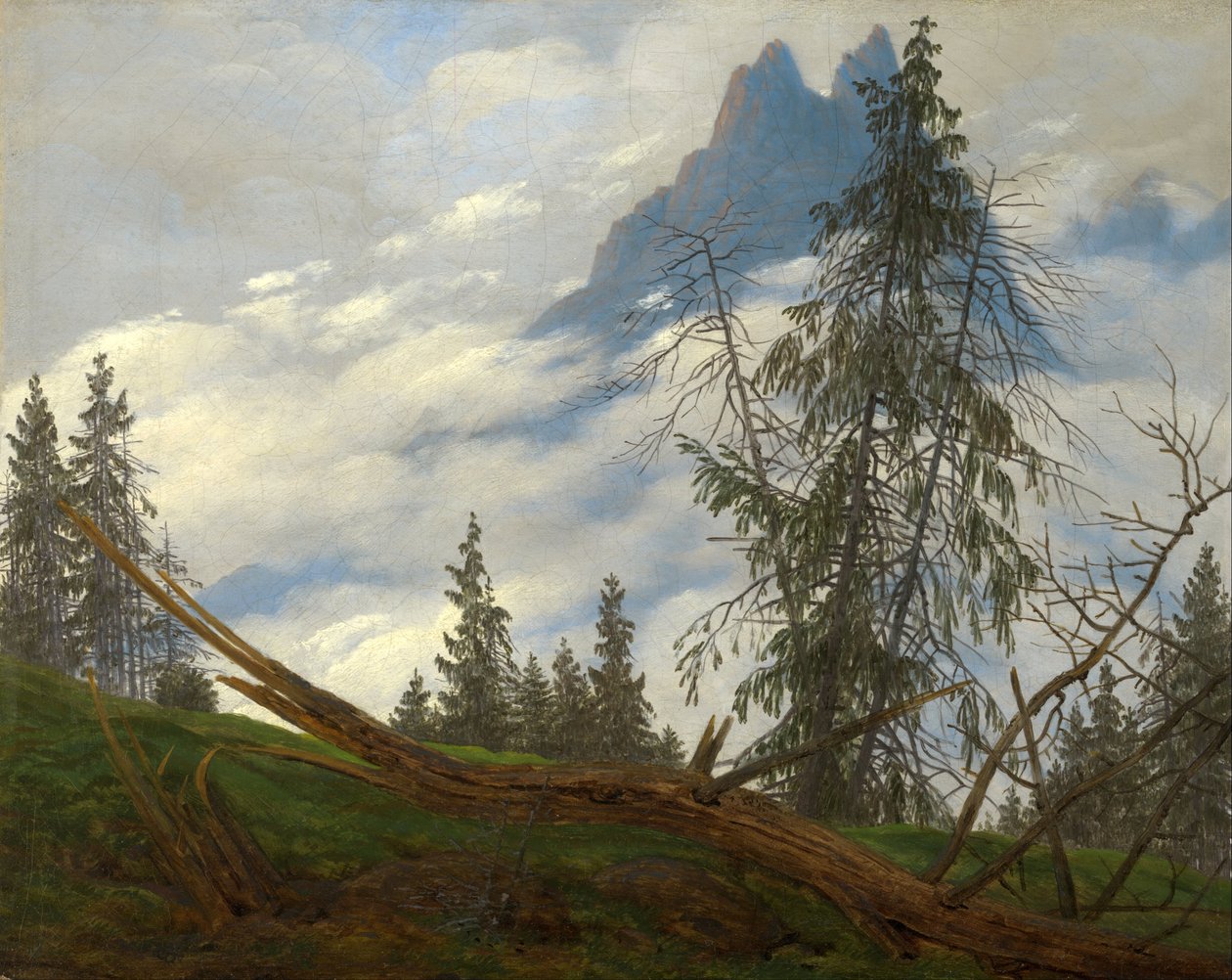 Berggipfel mit treibenden Wolken von Caspar David Friedrich