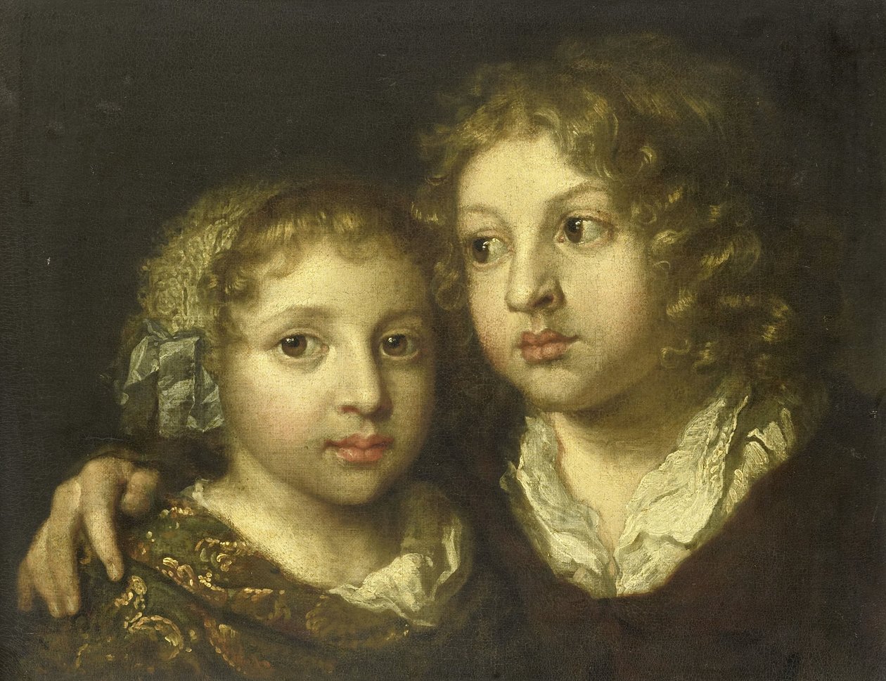 Eine Tochter und ein Sohn (Constantijn?) des Künstlers von Caspar Netscher