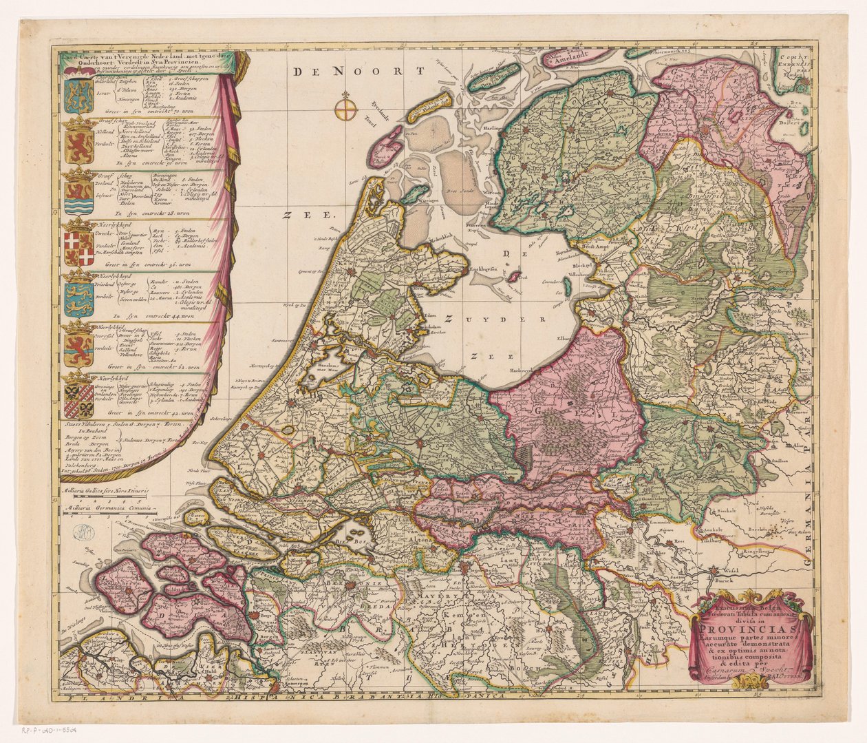 Karte der Republik der Sieben Vereinigten Niederlande von Caspar Specht (possibly)