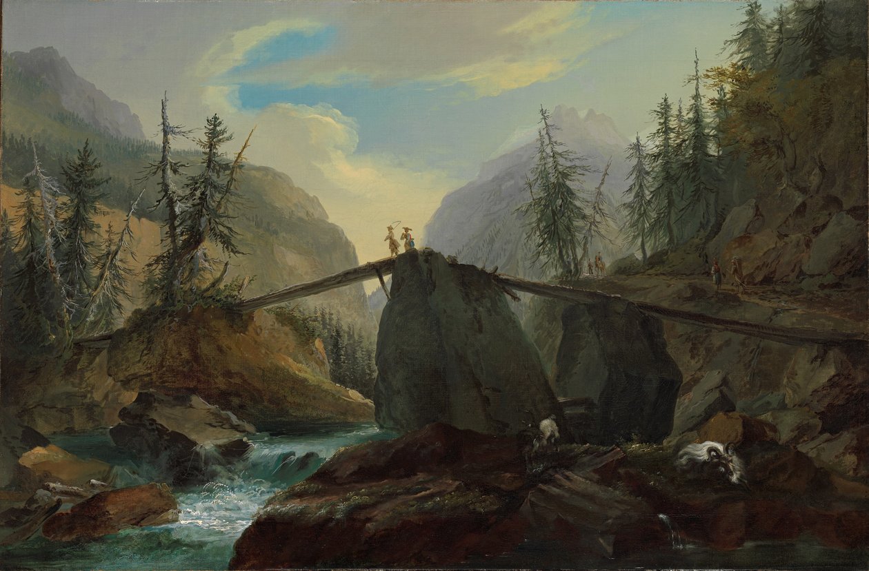Holzbrücke über die Lütschine bei Gsteig, 1774 von Caspar Wolf