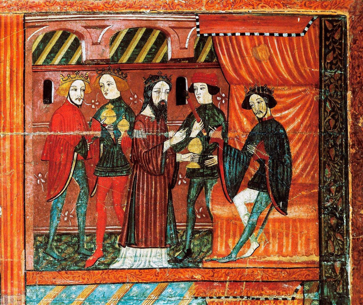 Die Heiligen Drei Könige vor König Herodes, Altarbild aus Bellver de Cerdany von Catalan School
