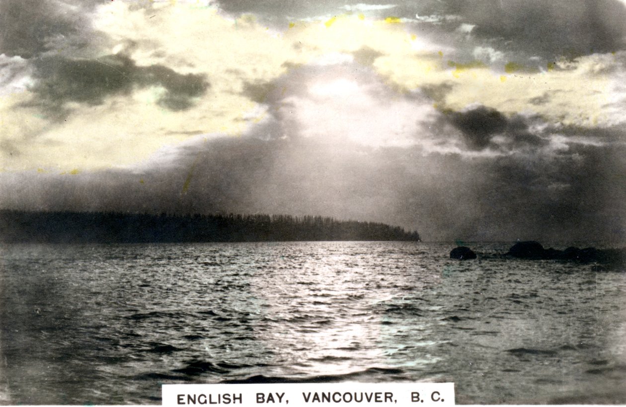 Sonnenuntergang über der English Bay, Vancouver, British Columbia, Kanada, ca. 1920er von Cavenders Ltd