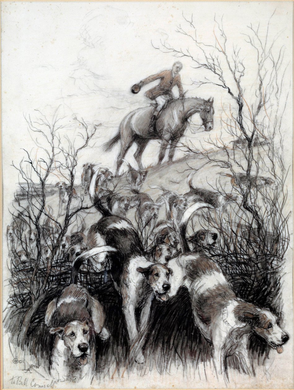 Jagdszene in England: Hunde. Zeichnung von Cecil Aldin (19. Jahrhundert) von Cecil Charles Windsor Aldin