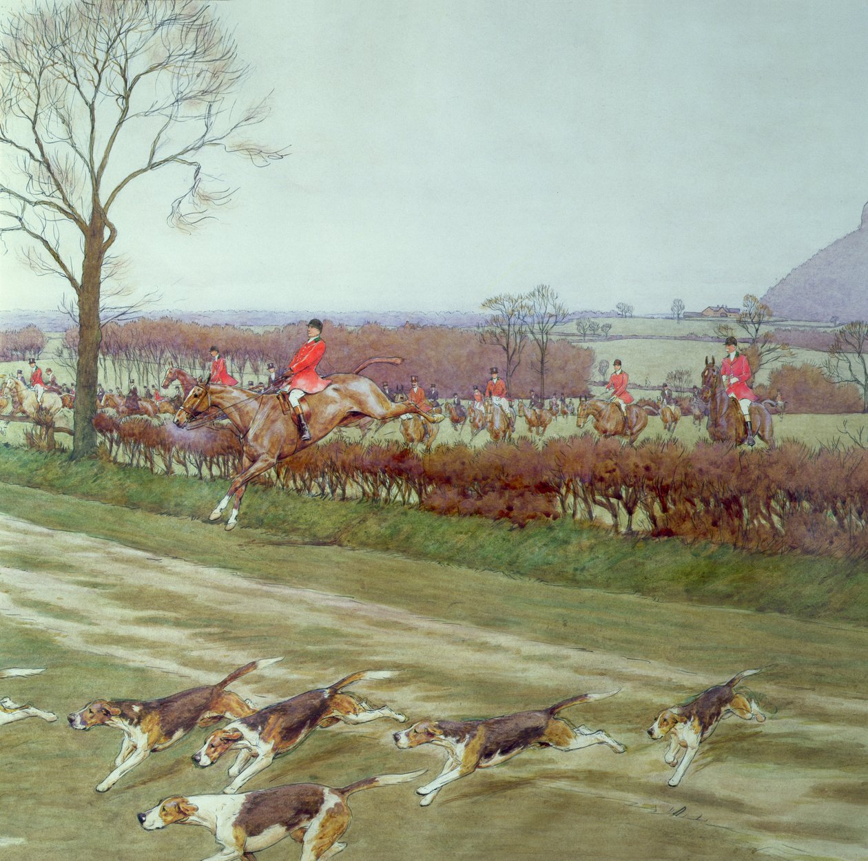 The Cheshire - weg von Tattenhall, 1912 (Detail) von Cecil Charles Windsor Aldin