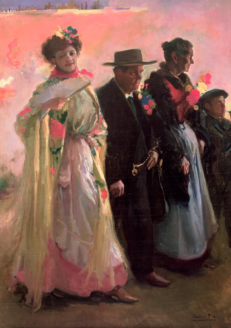 Dorfbewohner bei den Feierlichkeiten des Schutzpatrons von Madrid von Cecilio Pla Gallardo