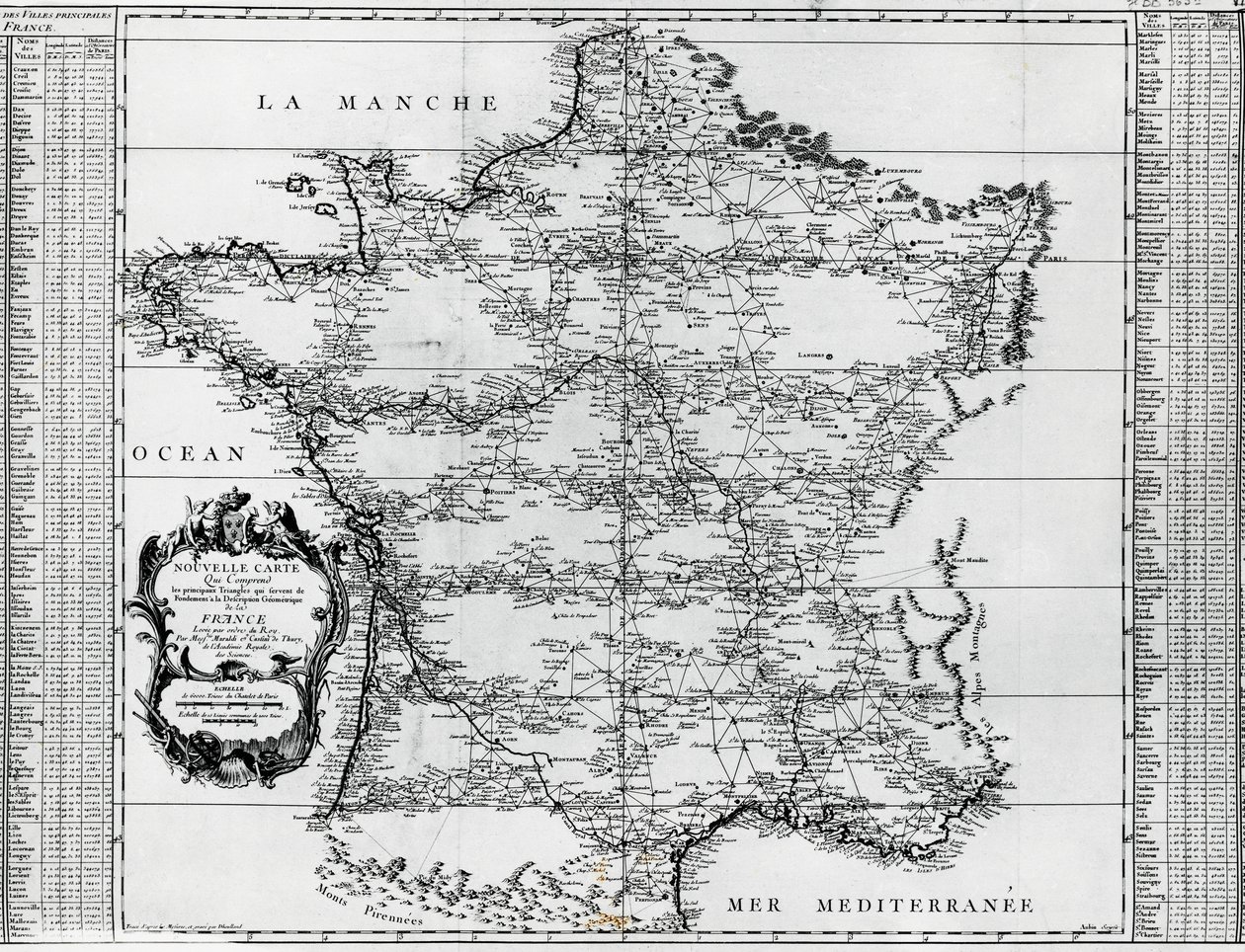 Karte von Frankreich, von Giovanni Domenico Maraldi (1709-1788) und Cesar-Francois Cassini de Thury oder Cassini III (1714-1784), Frankreich von Cesar Francois Cassini de Thury