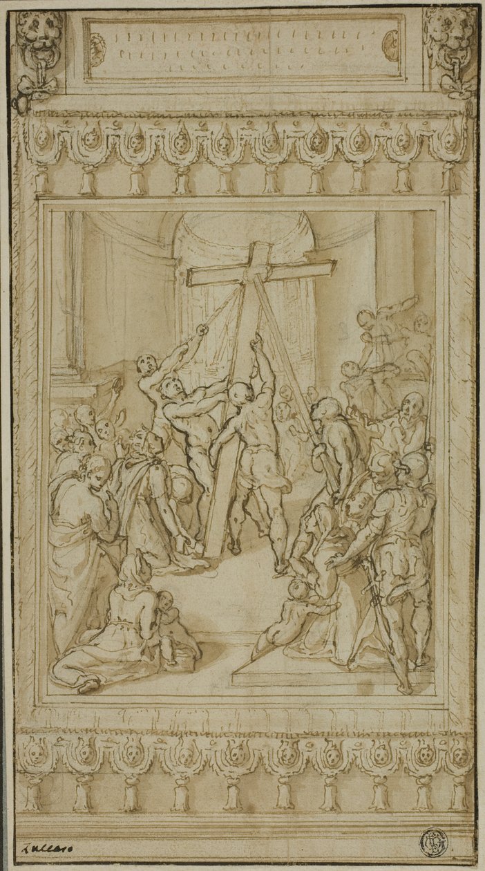 Heilige Helena kniend vor dem Wahren Kreuz von Cesare Nebbia
