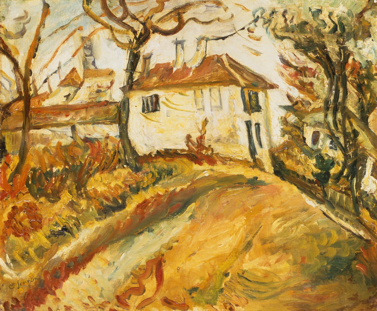 Weißes Haus auf einem Hügel, um 1918 von Chaim Soutine