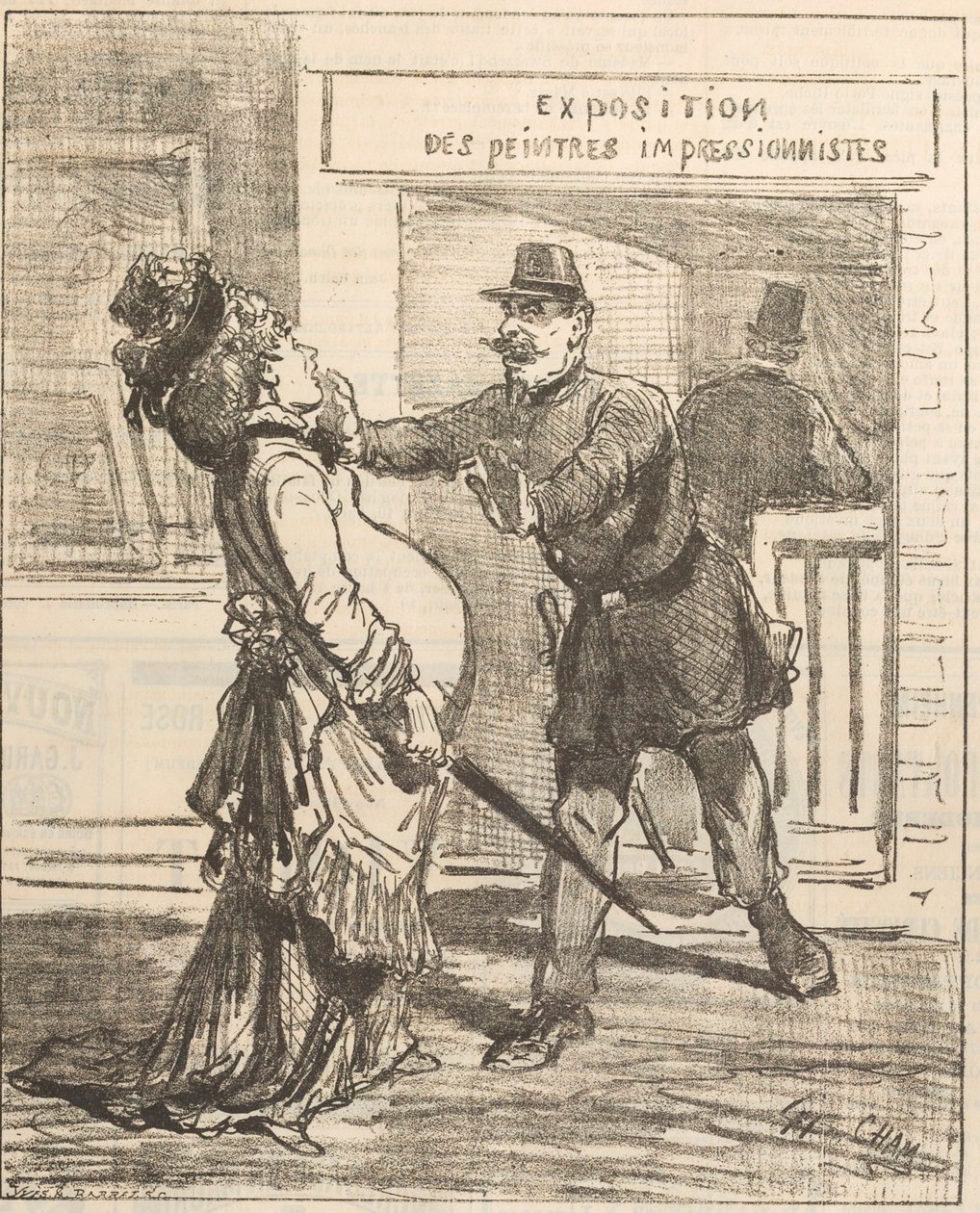 Madame, es ist nicht ratsam einzutreten! Le Charivari, 16. April 1877, 1877 von Cham