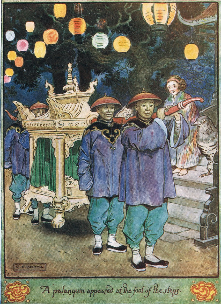 Eine Sänfte erschien am Fuß der Stufen, Illustration aus 