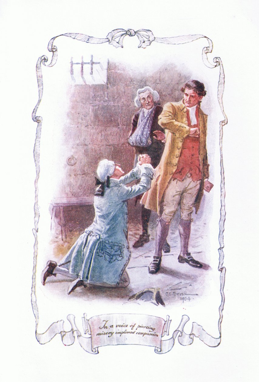 Mit einer Stimme des durchdringenden Elends flehte er um Mitgefühl, aus The Vicar of Wakefield veröffentlicht von J M Dent & Son Ltd, 1920er Jahre von Charles Edmund Brock
