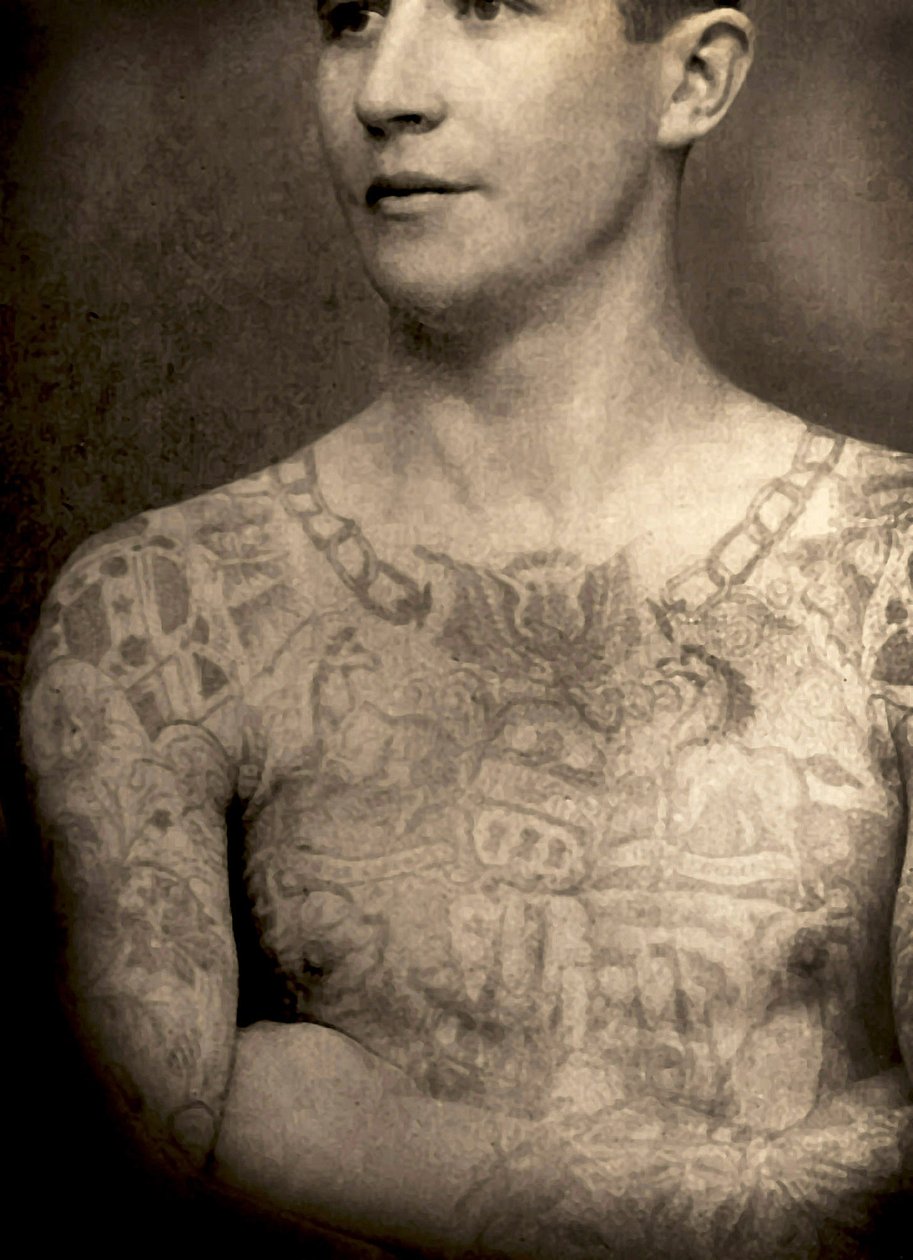 Kabinettskarte eines tätowierten Mannes, ca. 1880 von Charles Eisenmann
