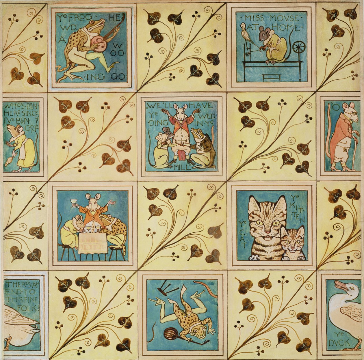 Entwurf für Kinderzimmer-Tapete von Charles Francis Annesley Voysey