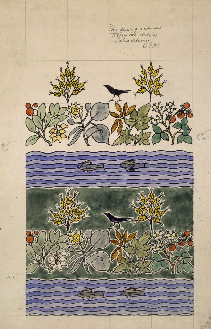 Entwurf zur Darstellung von zwei verschiedenen Farbschemata von Charles Francis Annesley Voysey