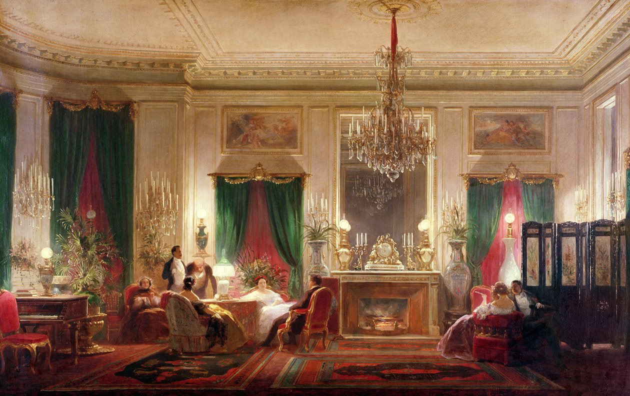 Salon von Prinzessin Mathilde Bonaparte (1820-1904) Rue de Courcelles, Paris, 1859 von Charles Giraud