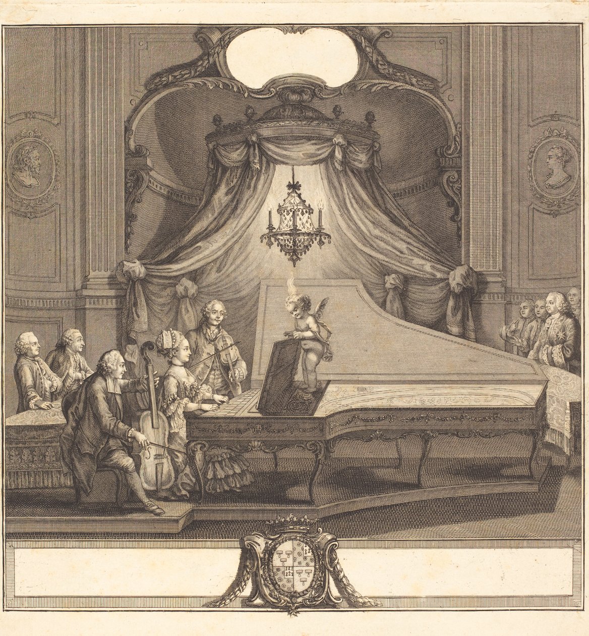 Le concert mecanique, Gravur von Joseph de Longueil, 1769 von Charles Joseph Dominique Eisen