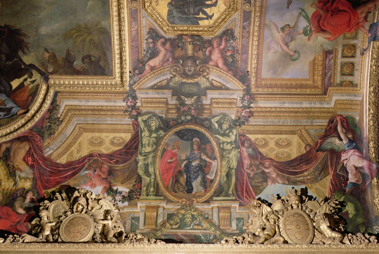 Die Sühne für die korsischen Angriffe im Jahr 1664, Deckenmalerei aus der Galerie des Glaces von Charles Le Brun