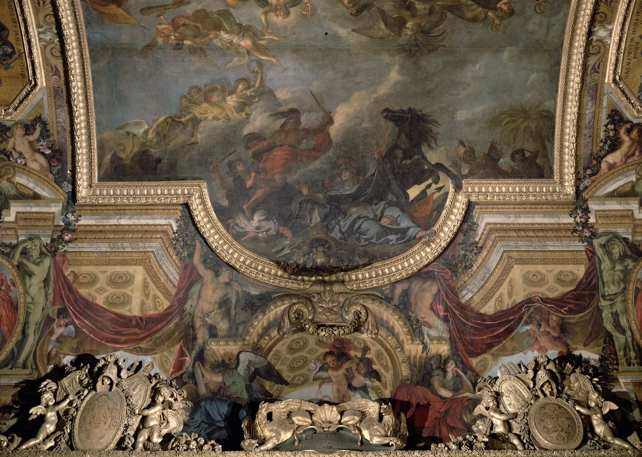 Der König nimmt Maestricht in dreizehn Tagen im Jahr 1673, Deckenmalerei aus der Galerie des Glaces von Charles Le Brun