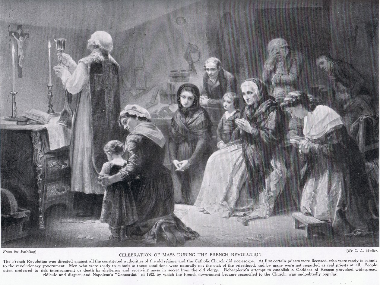 Feier der Messe während der Französischen Revolution, Illustration aus 