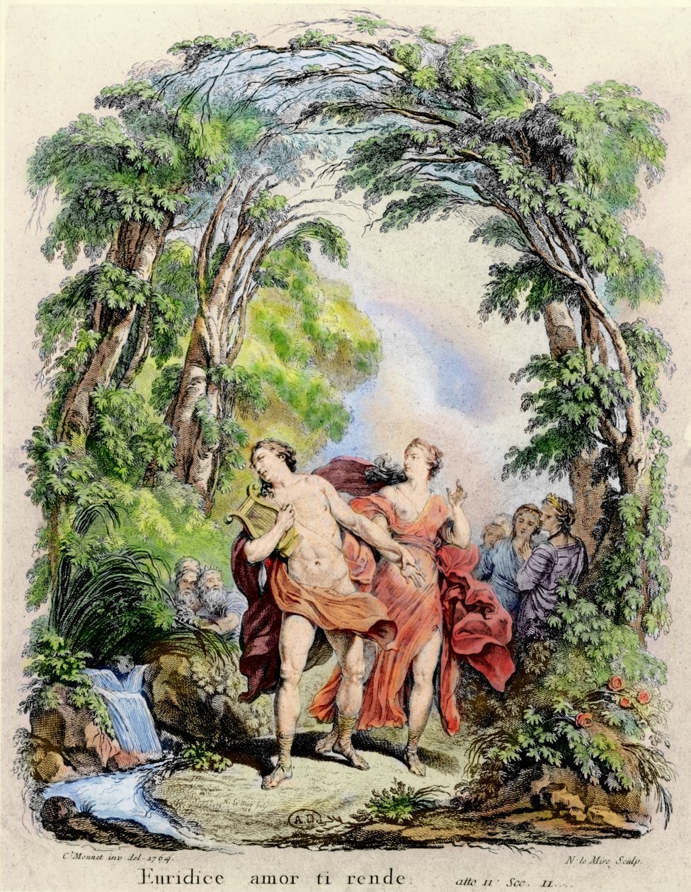Orpheus führt Eurydike aus der Hölle, Illustration für die Oper 