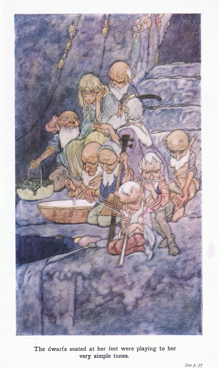 Die Zwerge, die zu ihren Füßen saßen, spielten ihr sehr einfache Melodien von Charles Robinson
