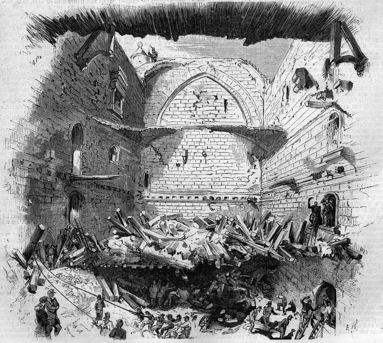 Der Einsturz des Pavillons von Vincennes, 29. November von Charles (after) Yriarte