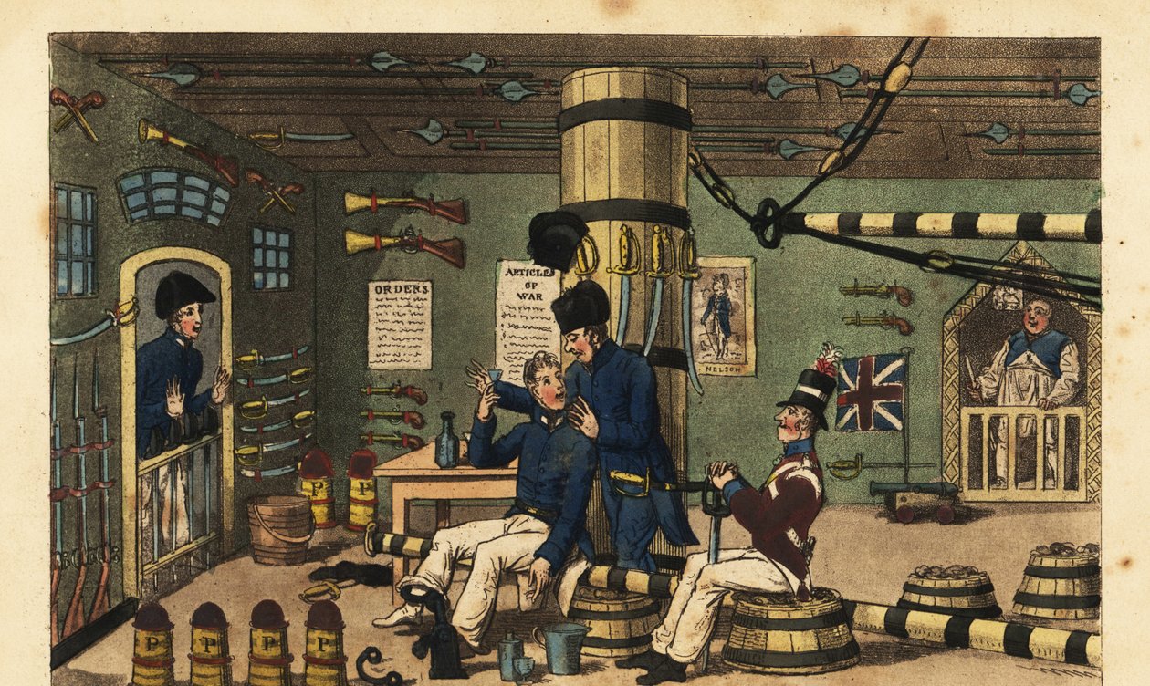 Midshipman Newcome in Eisenketten im Geschützraum eingesperrt, weil er Doktor Pestle geschlagen hat von Charles (c.1797 1850) (after) Williams