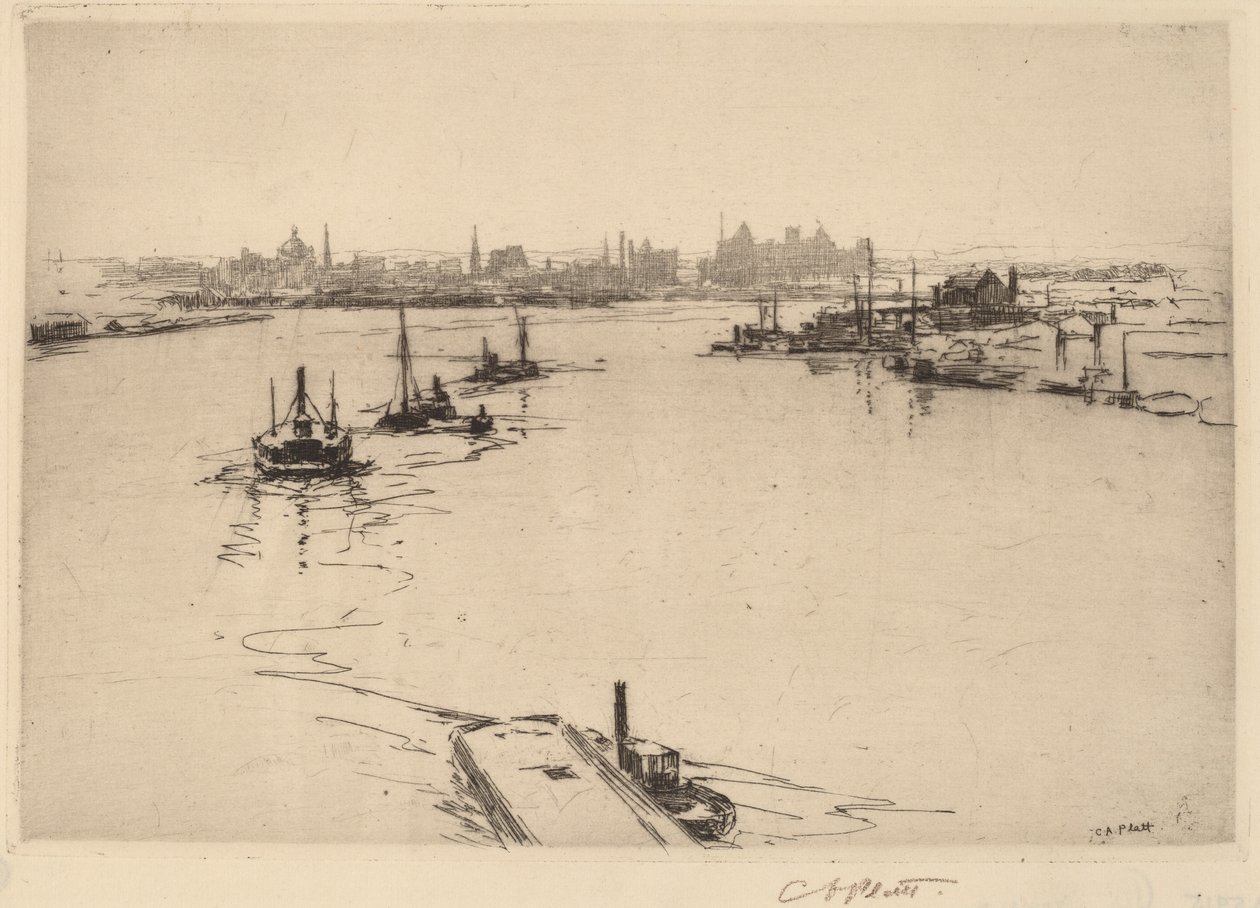 Williamsburg von der Brücke (Skizze) von Charles A. Platt
