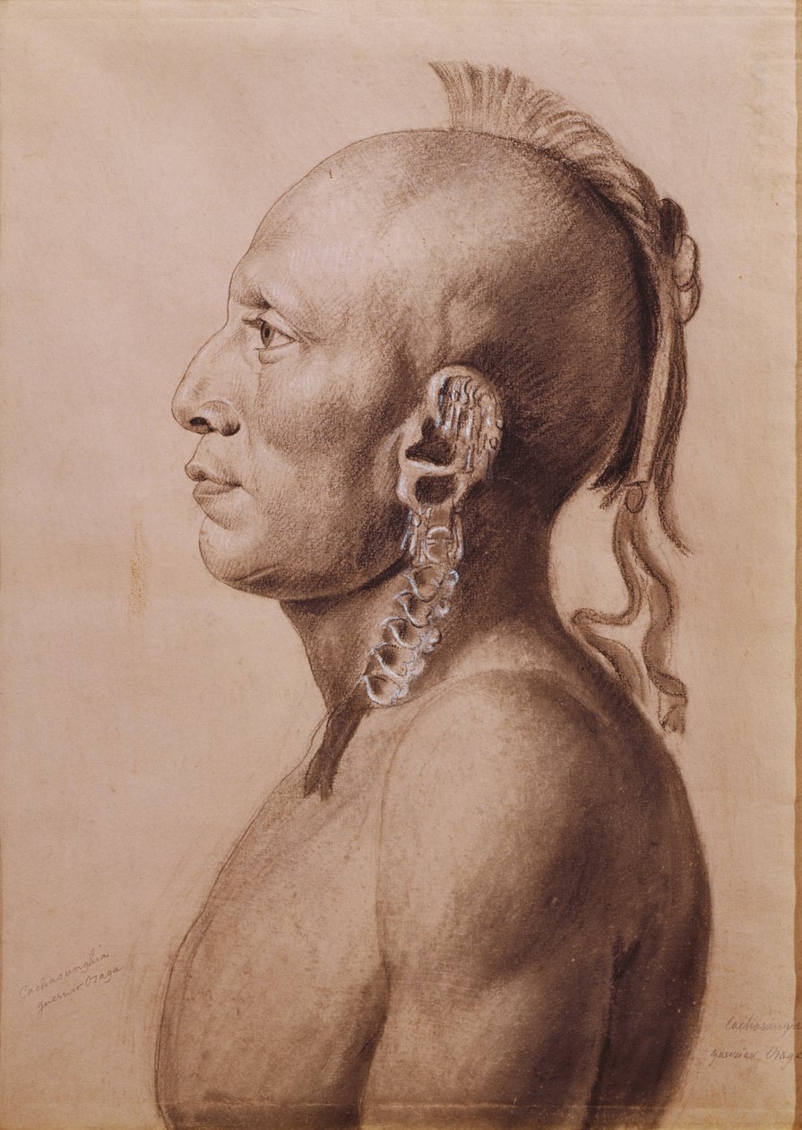 Cachasunghia, ein Osage-Krieger, 1806 von Charles Balthazar Julien Févret de Saint Mémin