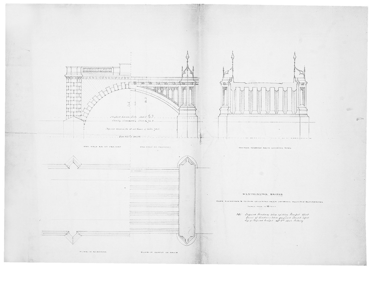 Entwurf und Erhebung für die Westminster Bridge von Charles Barry