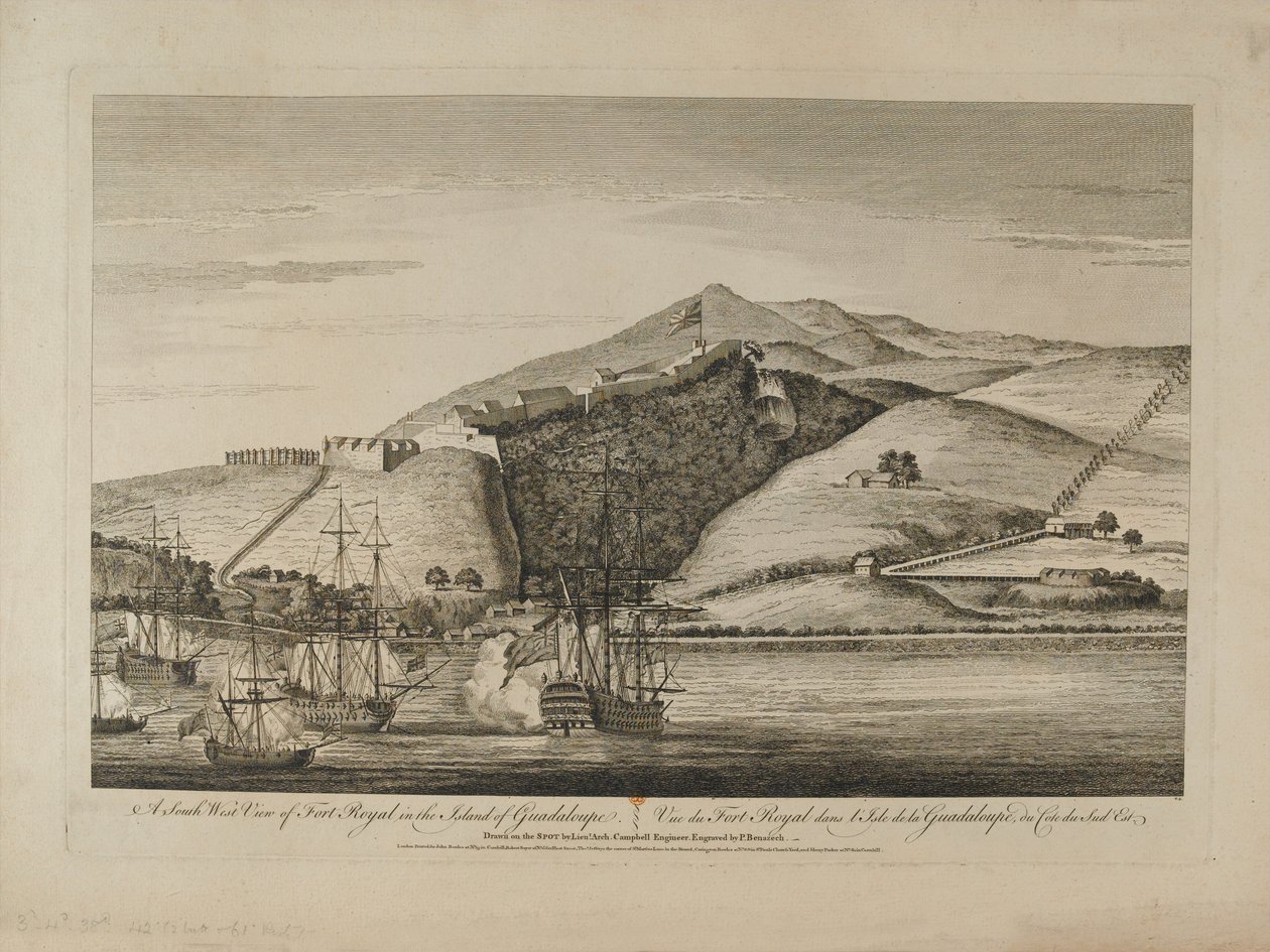 Südansicht von Fort Royal auf der Insel Guadeloupe?, ca. 1759 von Charles Benazech