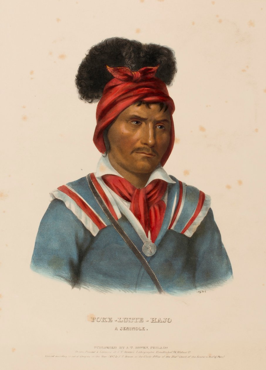 FOKE-LUSTE-HAJO. EIN SEMINOLE, aus der Geschichte der Indianerstämme Nordamerikas von Charles Bird King