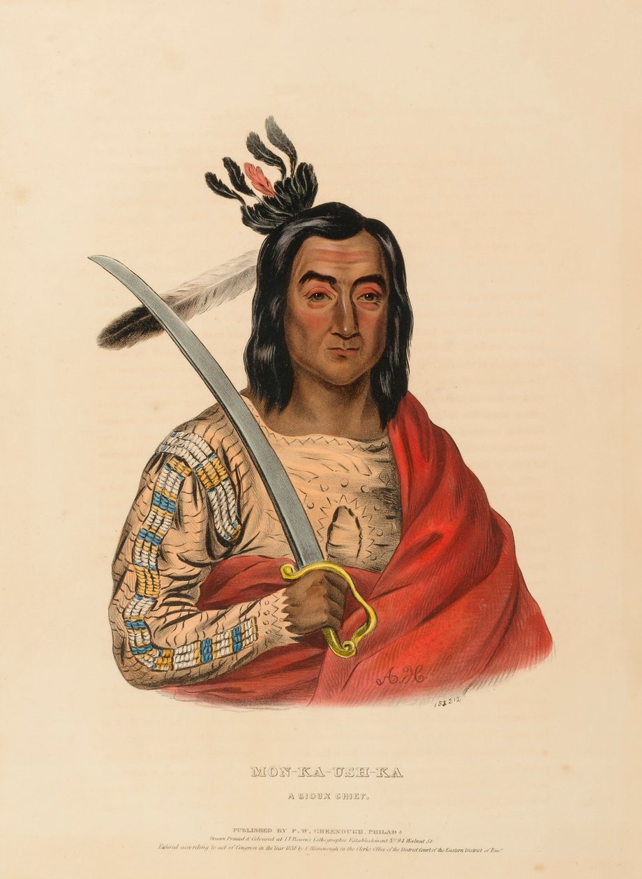 MON-KA-USH-KA. Ein Sioux-Häuptling, aus Geschichte der Indianerstämme Nordamerikas von Charles Bird King