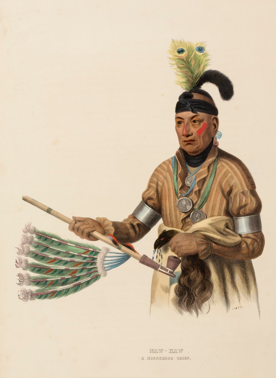 NAW-KAW. Ein Winnebago-Häuptling, aus der Geschichte der Indianerstämme Nordamerikas von Charles Bird King