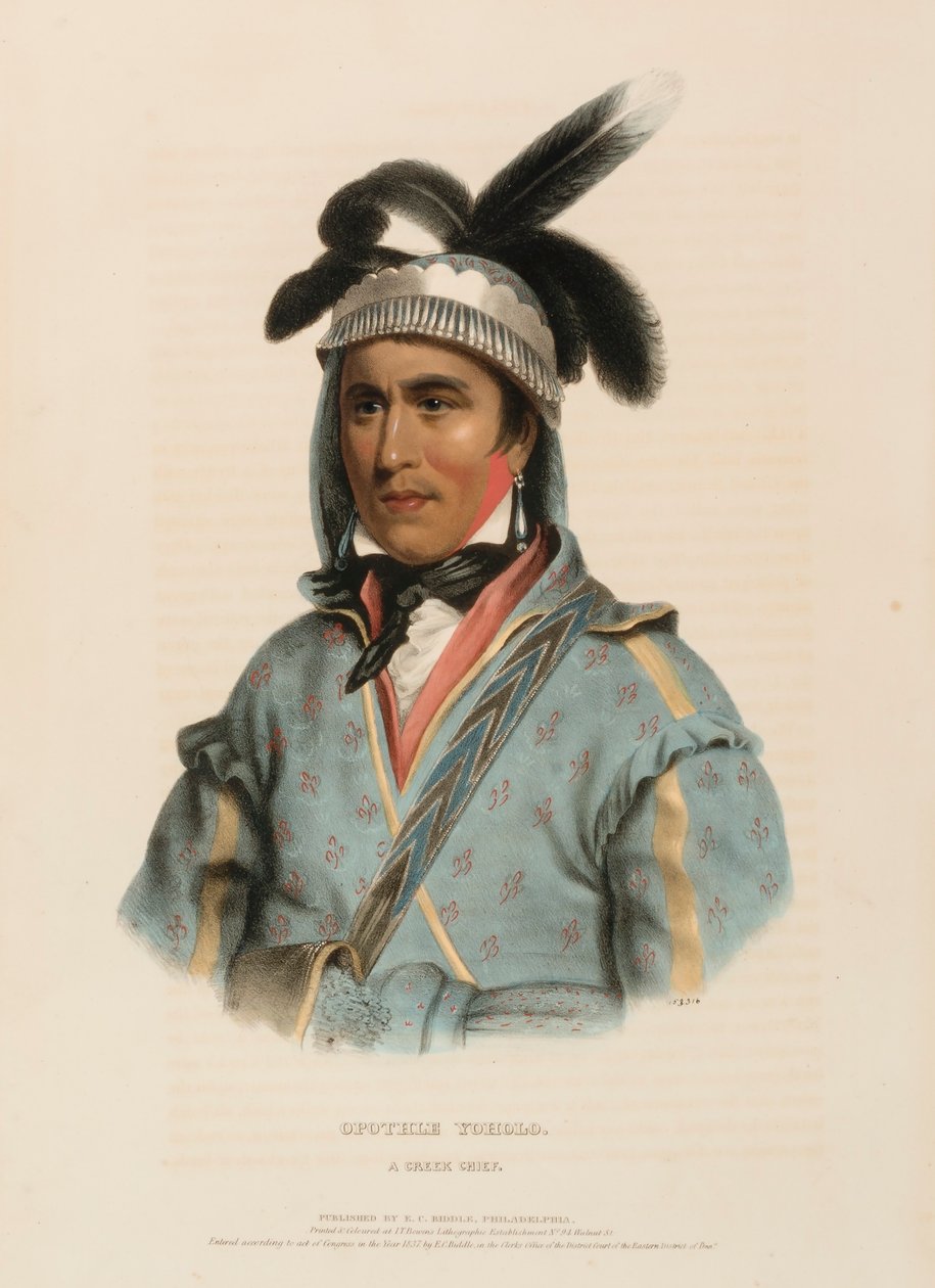 OPOTHLE YOHOLO. Ein CREEK HÄUPTLING, aus Geschichte der Indianerstämme Nordamerikas von Charles Bird King