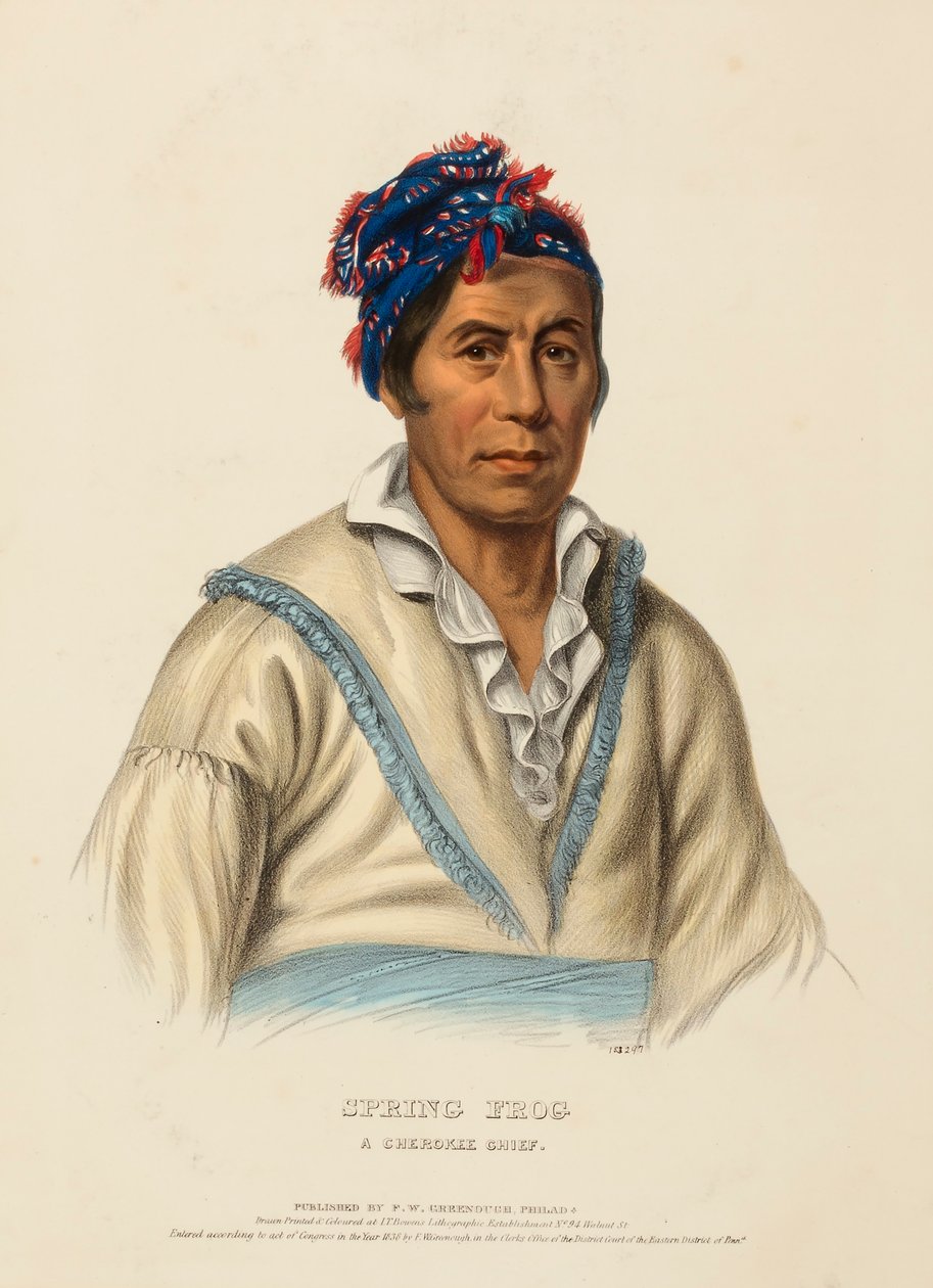 SPRING FROG. Ein Cherokee-Häuptling, aus der Geschichte der Indianerstämme Nordamerikas von Charles Bird King