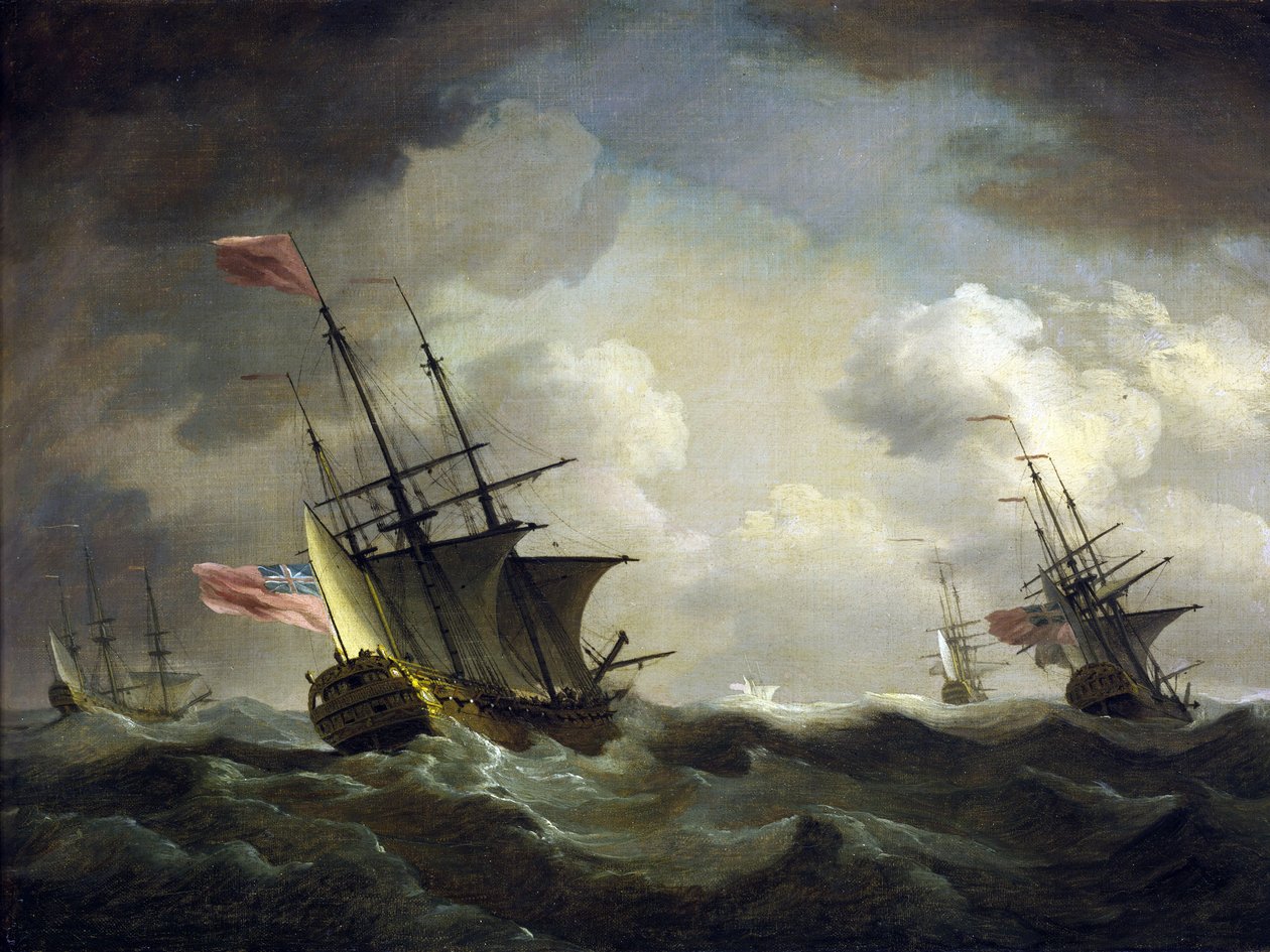 Britisches Geschwader im Wind gefangen von Charles Brooking